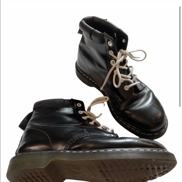 Dr Martens Black White Stitching Lace Up Boots - Picture 1 of 6
